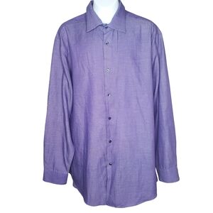 Billy London Men's Micro Dot Plum Button Down Dress Shirt